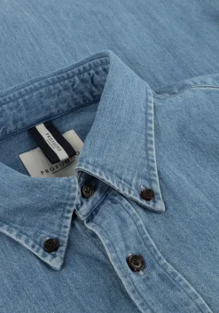 blauwe profuomo casual overhemd shirt bttn down rlx denim