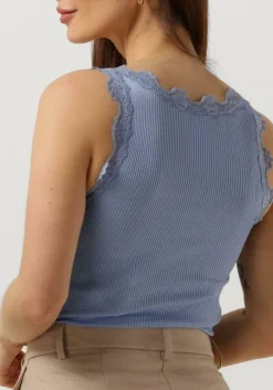 blauwe rosemunde top silk top w/ lace
