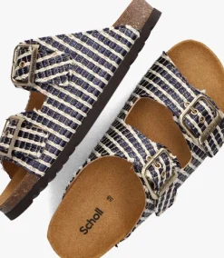 blauwe scholl slippers noelle raffia