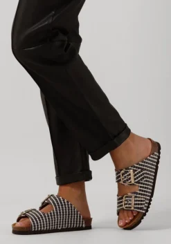 blauwe scholl slippers noelle raffia