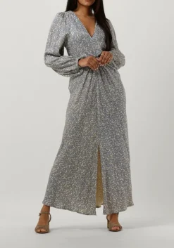 blauwe second female maxi jurk rattan dress