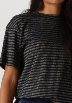 blauwe summum top shortsleeve top lurex rib stripe