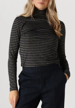 blauwe summum tops & t-shirts turtle neck top lurex rib stripe