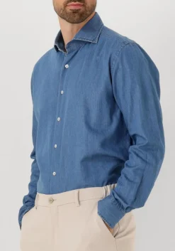 blauwe xacus casual overhemd 91118 mop721ml