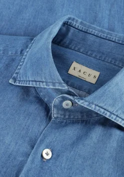 blauwe xacus casual overhemd 91118 mop721ml
