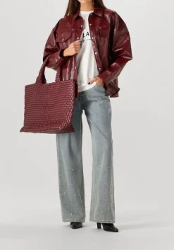 bordeaux alix the label blouses faux leather blouse