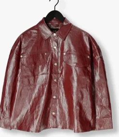 bordeaux alix the label blouses faux leather blouse