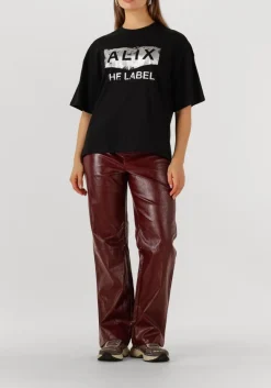 bordeaux alix the label straight leg jeans faux leather pants