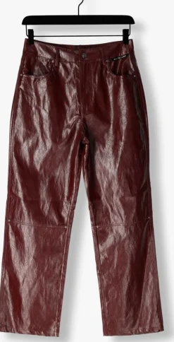 bordeaux alix the label straight leg jeans faux leather pants