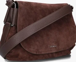 bruine coccinelle schoudertas rebekka suede 15