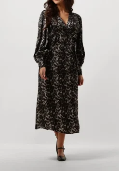bruine co'couture midi jurk leo leo wrap dress