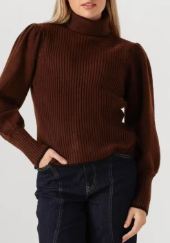 bruine co'couture trui row puff rib rollneck