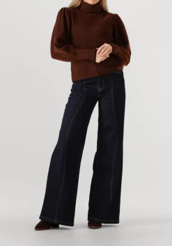 bruine co'couture trui row puff rib rollneck