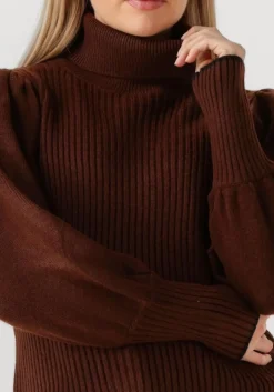 bruine co'couture trui row puff rib rollneck