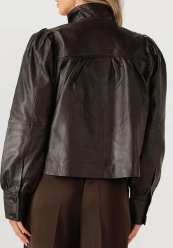 bruine dante6 leren jas kyrilo cropped leather jacket