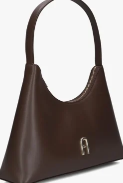 bruine furla schoudertas diamante s shoulder bag