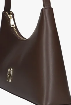 bruine furla schoudertas diamante s shoulder bag