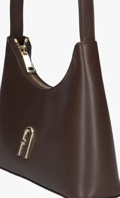 bruine furla schoudertas diamante mini shoulder bag