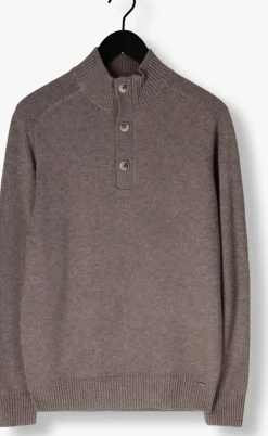 bruine gentiluomo trui turtle button+zip ls