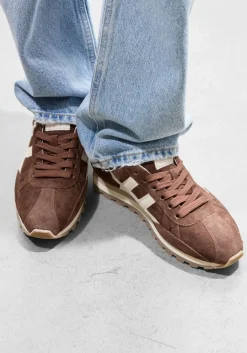 bruine hogan lage sneakers h671 allacciato