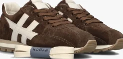 bruine hogan lage sneakers h671 allacciato