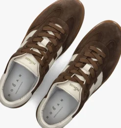 bruine hogan lage sneakers cool allacciato h