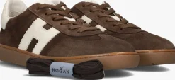 bruine hogan lage sneakers cool allacciato h