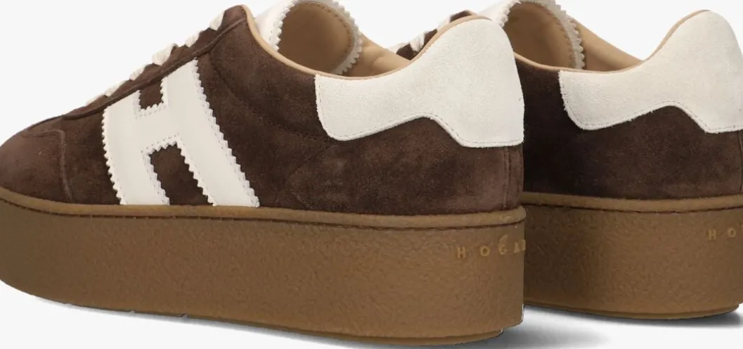 bruine hogan lage sneakers h681 allacciato h