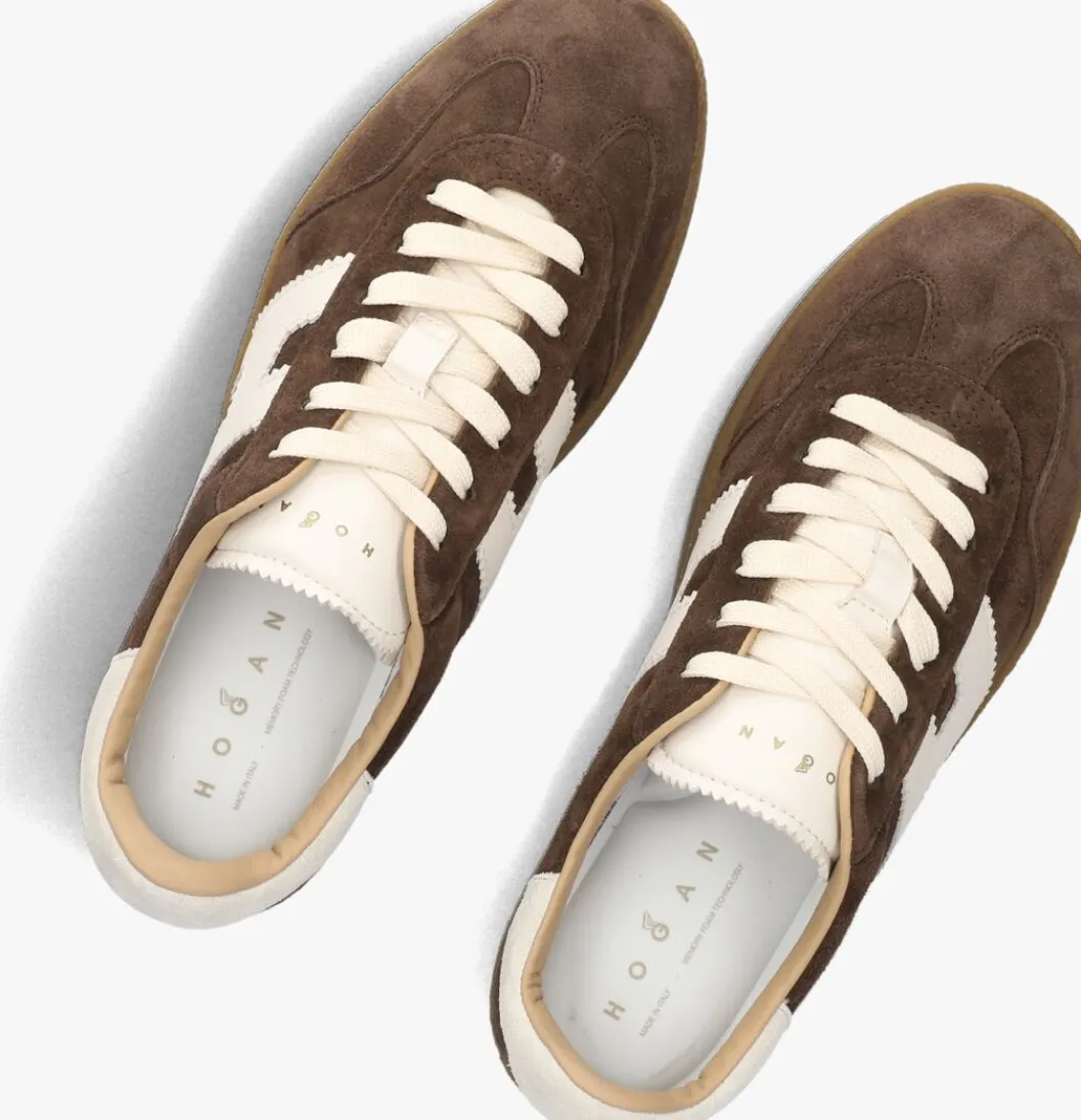 bruine hogan lage sneakers h681 allacciato h