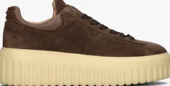 bruine hogan lage sneakers h-stripes allacciato h
