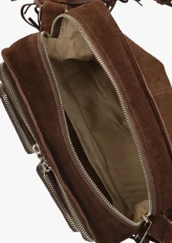 bruine núnoo schoudertas ellie fringe suède