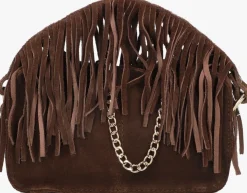 bruine núnoo schoudertas helena fringe suède