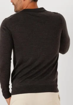 bruine profuomo polo polo open collar ls merino
