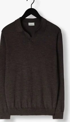 bruine profuomo polo polo open collar ls merino