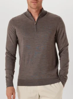 bruine profuomo trui pullover half zip merino