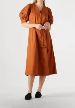 bruine scarlett poppies midi jurk fleuretta midi dress