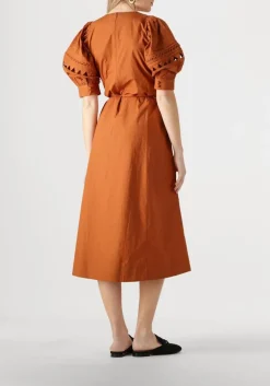 bruine scarlett poppies midi jurk fleuretta midi dress