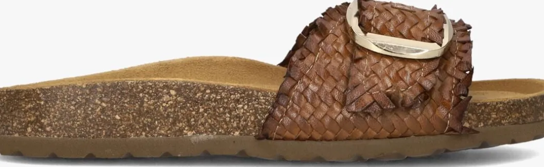 bruine stefano lauran slippers bio gevlochten 1 band slipper met gesp