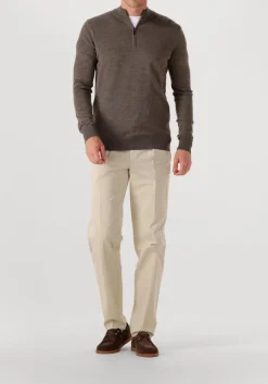 bruine stefano lauran trui half zip anders