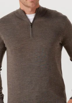 bruine stefano lauran trui half zip anders
