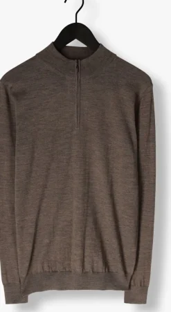 bruine stefano lauran trui half zip anders