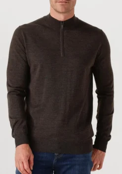 bruine stefano lauran trui half zip anders