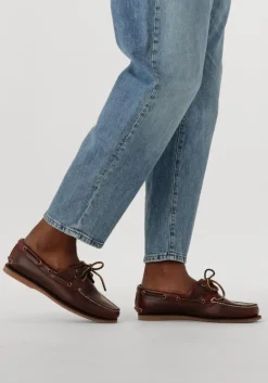 bruine timberland mocassins classic boat heren