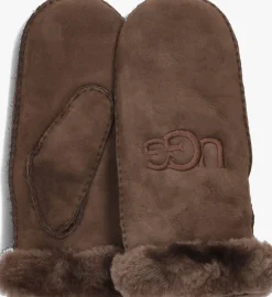 bruine ugg handschoenen sheepskin embroidered mitten