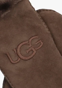 bruine ugg handschoenen sheepskin embroidered mitten