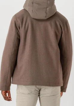 bruine woolrich jack knitted wool shirt jacket