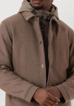 bruine woolrich jack knitted wool shirt jacket