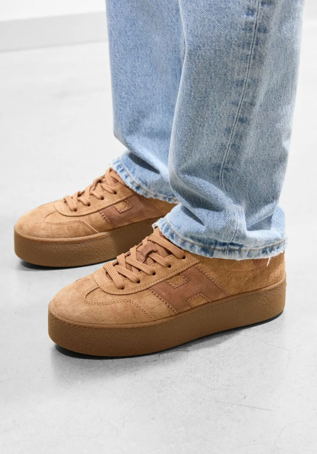 camel hogan lage sneakers h681 allacciato h