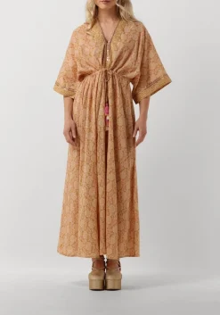 camel summum maxi jurk dress blockprint