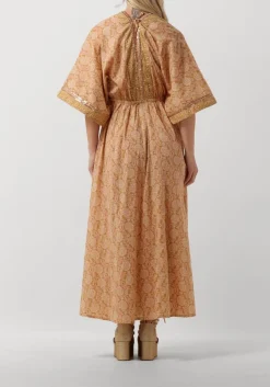 camel summum maxi jurk dress blockprint